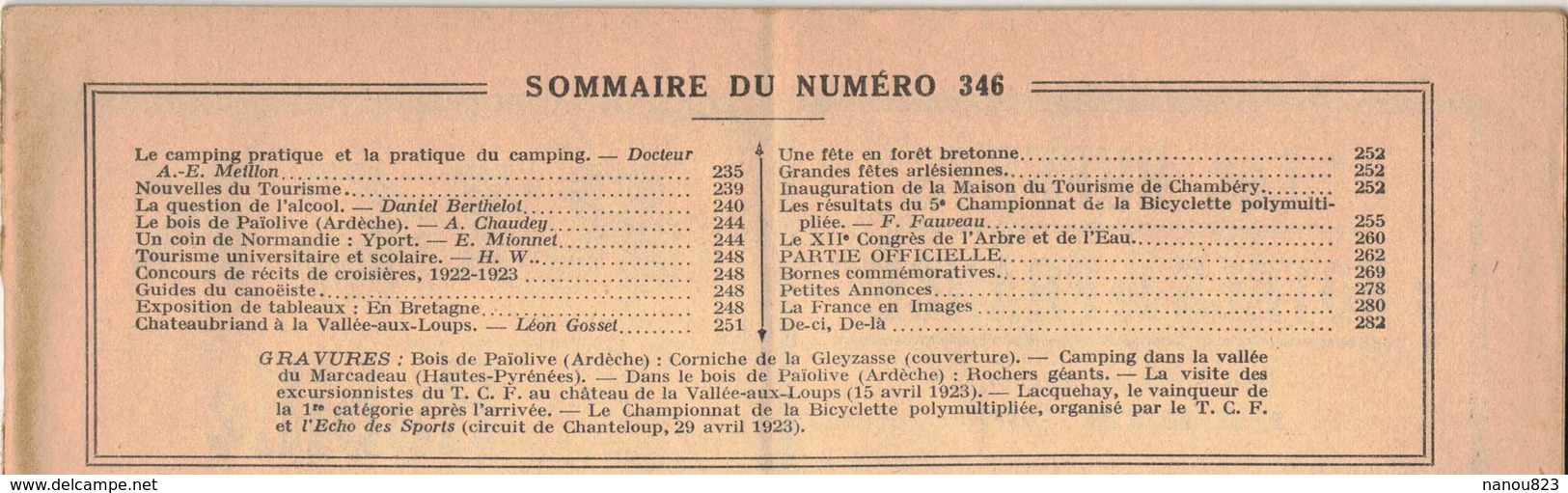 LA REVUE DU TOURING CLUB DE FRANCE 346 1923 PAÏOLIVE MARCADAU YPORT LACQUEHAY BERLIET 12HP CHATEAUBRIAND VALLEE LOUPS - 1901-1940