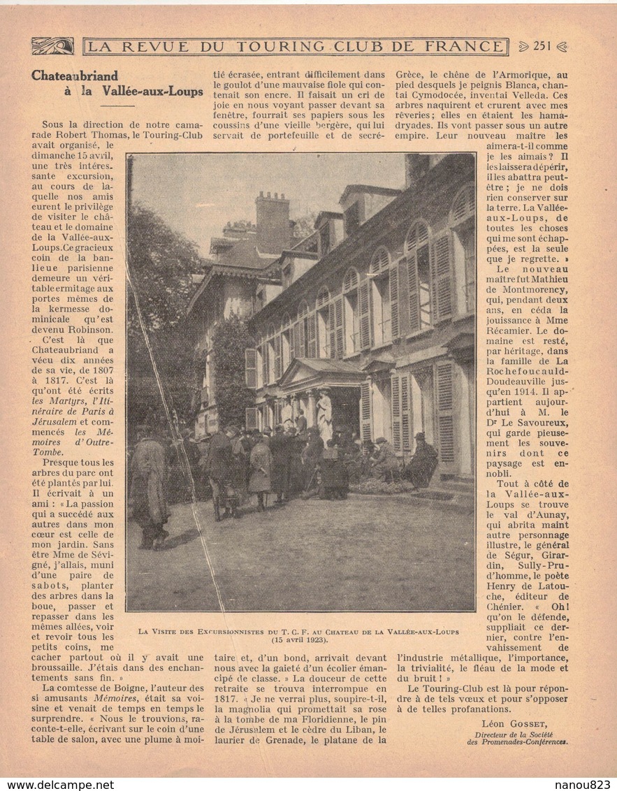 LA REVUE DU TOURING CLUB DE FRANCE 346 1923 PAÏOLIVE MARCADAU YPORT LACQUEHAY BERLIET 12HP CHATEAUBRIAND VALLEE LOUPS