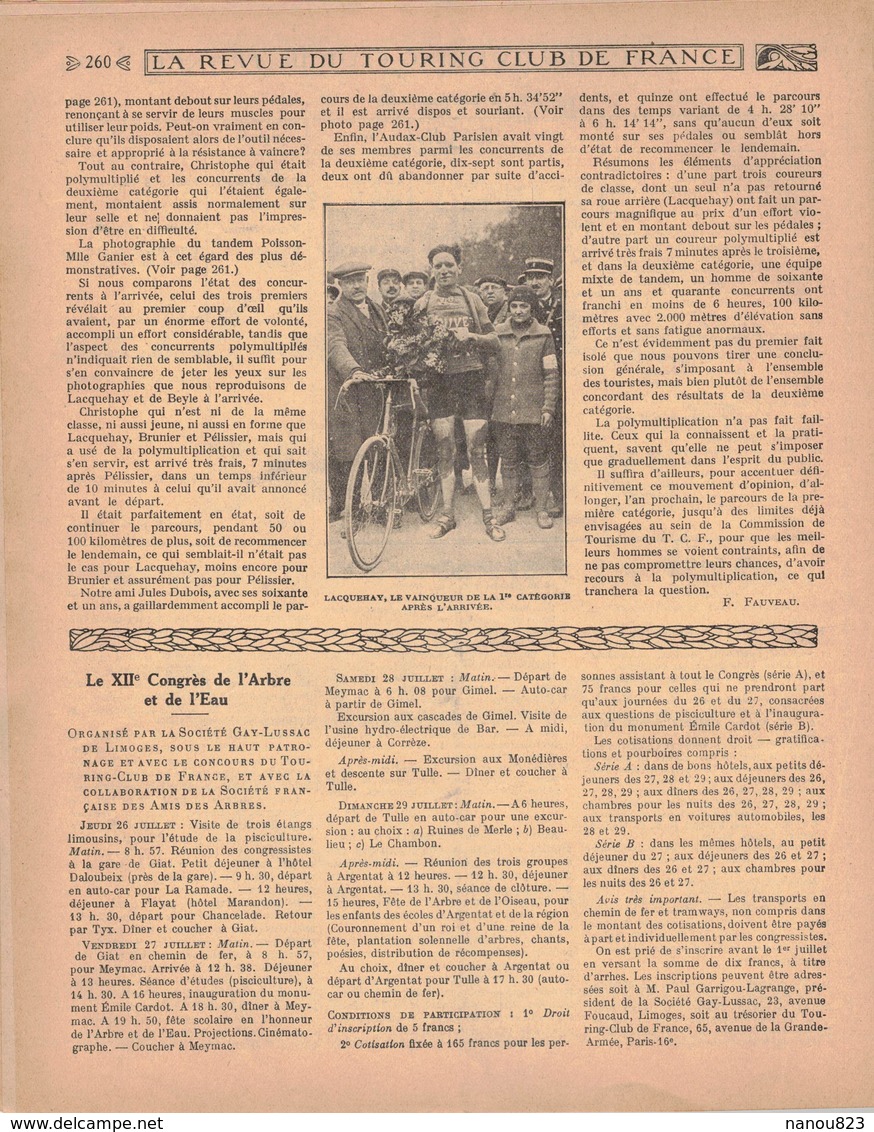 LA REVUE DU TOURING CLUB DE FRANCE 346 1923 PAÏOLIVE MARCADAU YPORT LACQUEHAY BERLIET 12HP CHATEAUBRIAND VALLEE LOUPS