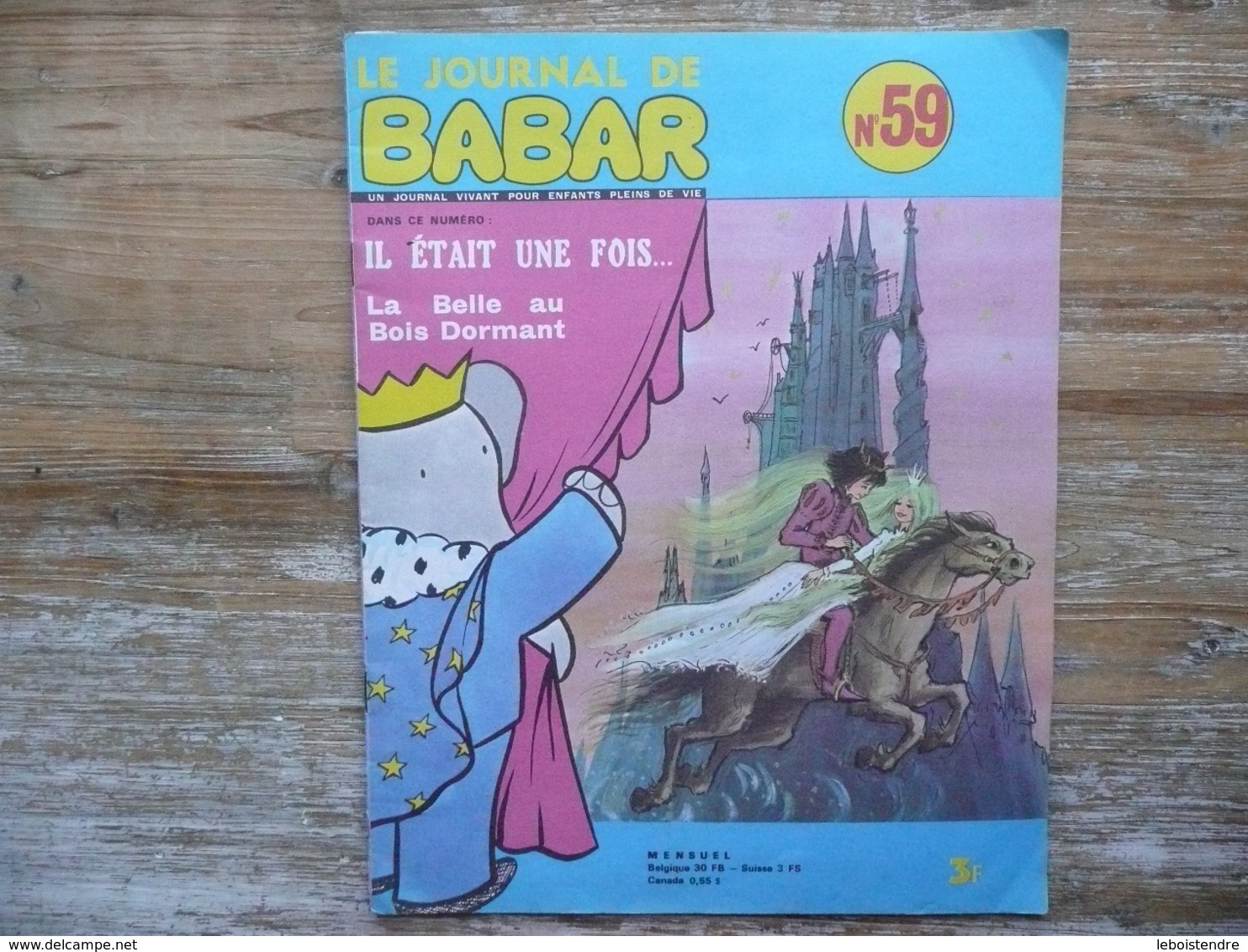 LE JOURNAL DE BABAR N 59 MENSUEL 1974  IL ETAIT UNE FOIS... LA BELLE AU BOIS DORMANT - Autres & Non Classés