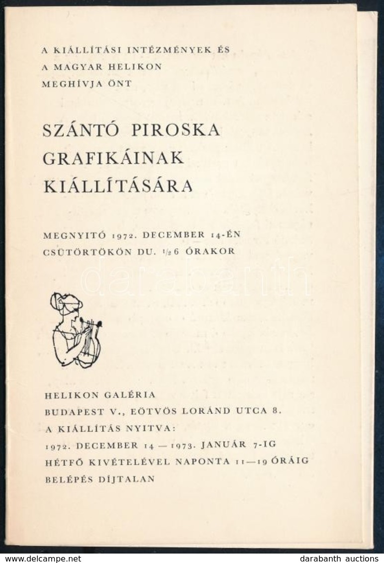 1972 Szántó Piroska Grafikai Kiállításának Meghívója. Bp., Helikon Galéria. A Művész, Szántó Piroska (1913-1998) által A - Non Classés