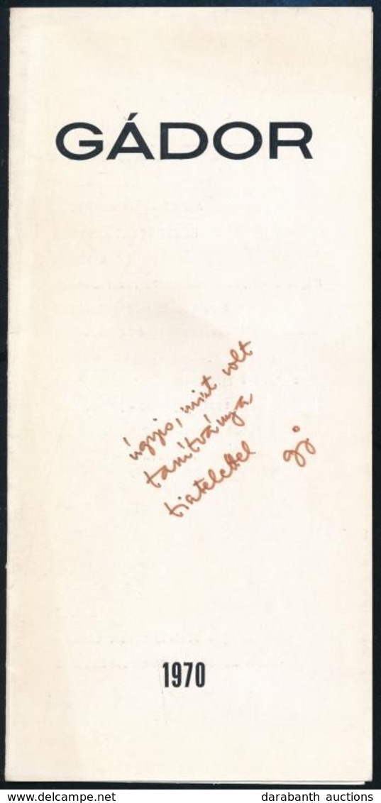 1970 Gádor János Kiállítási Meghívója. A Művész Dedikációjával. - Non Classés