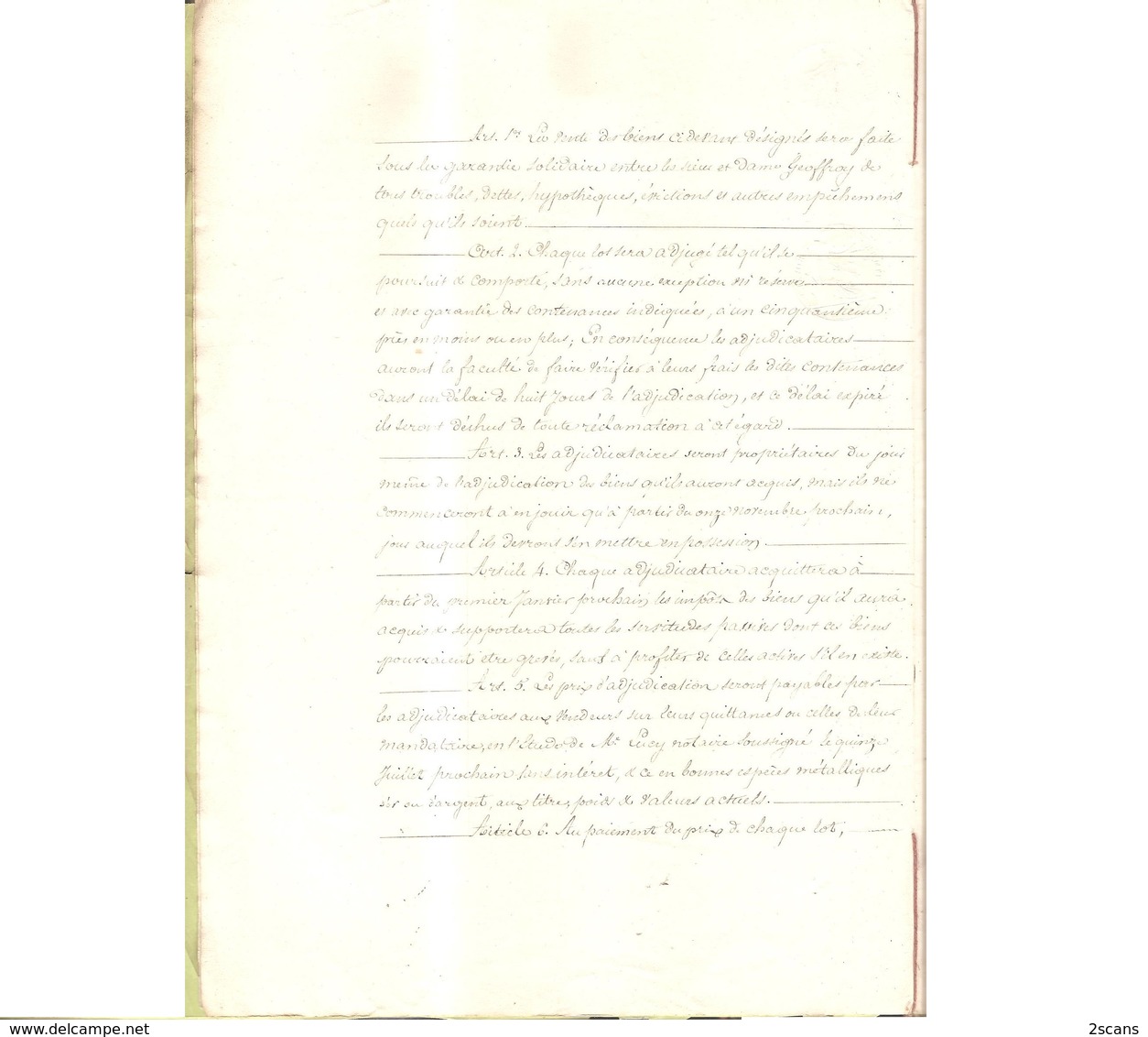 77 - VILLENOY - 1843 - Adjudication à La Requête Des Sieur Et Dame GEOFFROY (Me LUCY Notaire à Meaux) - COLLINET GERMAIN - Villenoy