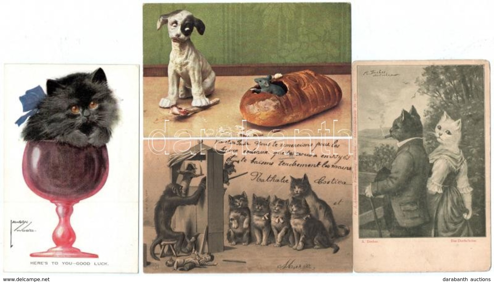 **, * 10 Db RÉGI Motívum Képeslap: Kutya, Macska / 10 Pre-1945 Motive Postcards: Cats, Dogs - Non Classés