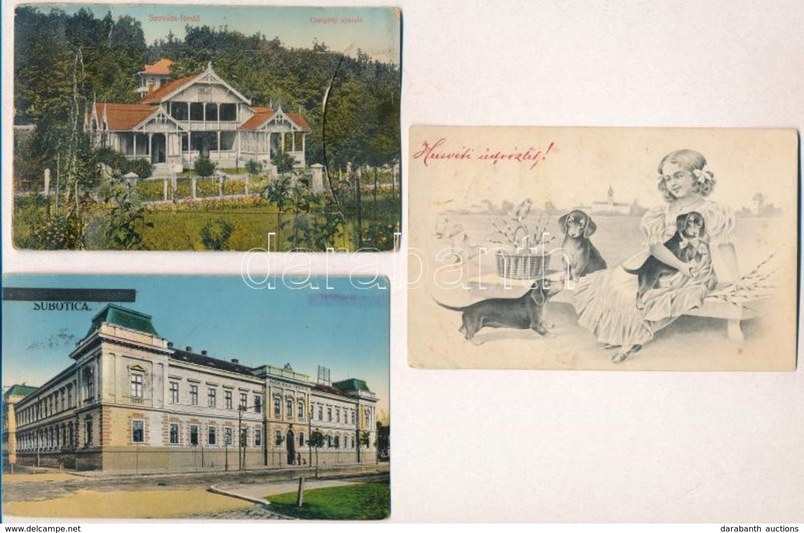 * 6 Db RÉGI Képeslap Vegyes Minőségben: Szabadka, Szováta és üdvözlőlapok, Köztük Egy Kihajtható / 6 Pre-1945 Postcards  - Non Classés