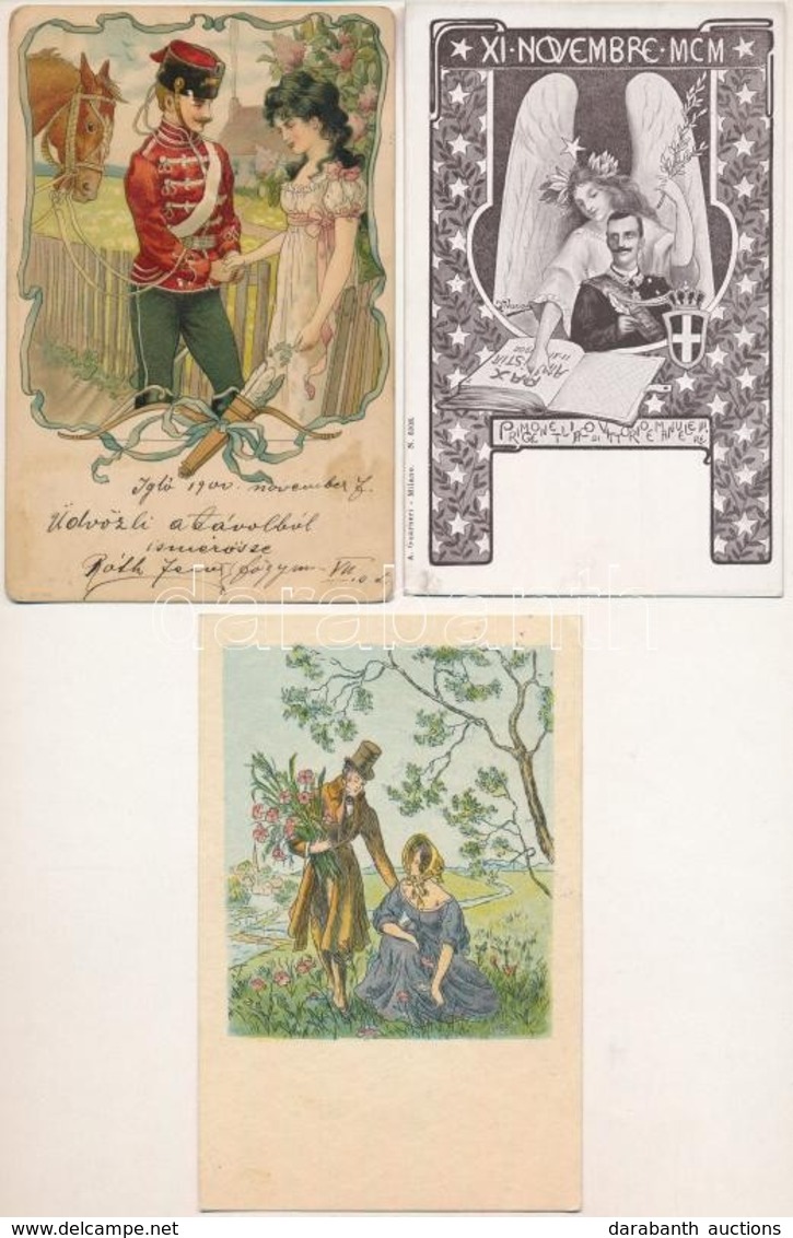 ** 3 Db RÉGI Képeslap: Párok / 3 Pre-1945 Postcards: Couples - Non Classés