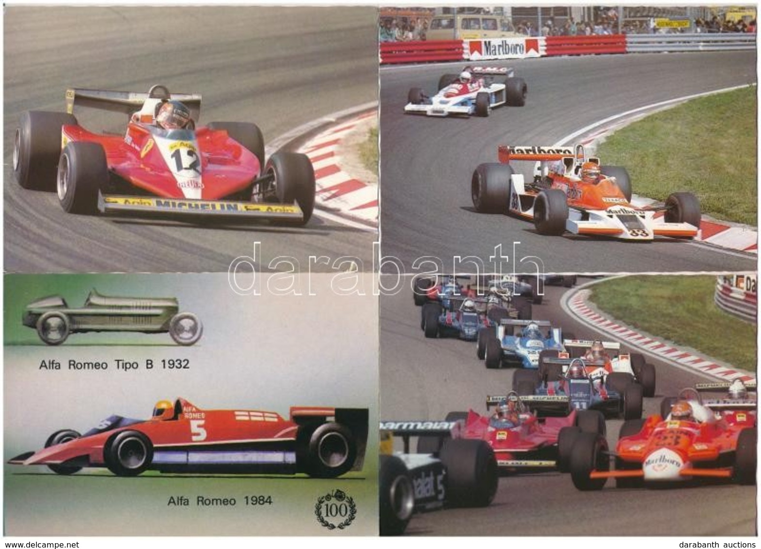 ** 4 Db MODERN Motívum Képeslap: Versenyautók / 4 Modern Motive Postcards: Racing Cars - Non Classés