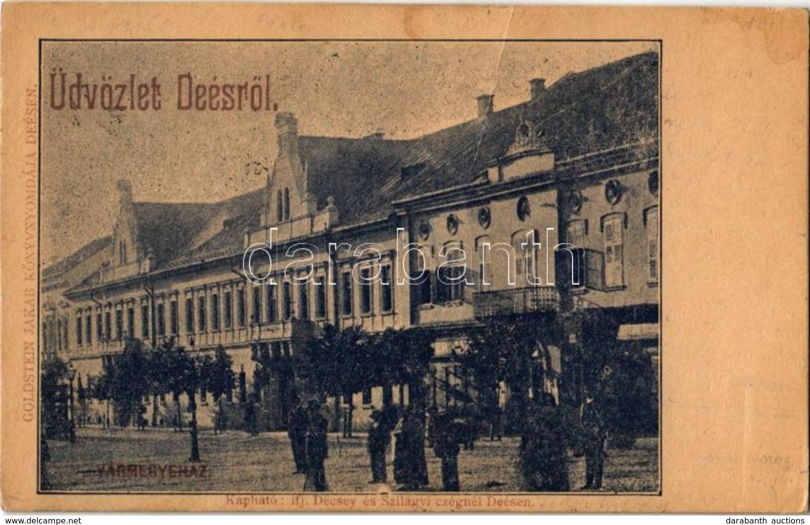 T2/T3 1905 Dés, Dej; Vármegyeház. Goldstein Jakab Kiadása / County Hall (fa) - Ohne Zuordnung