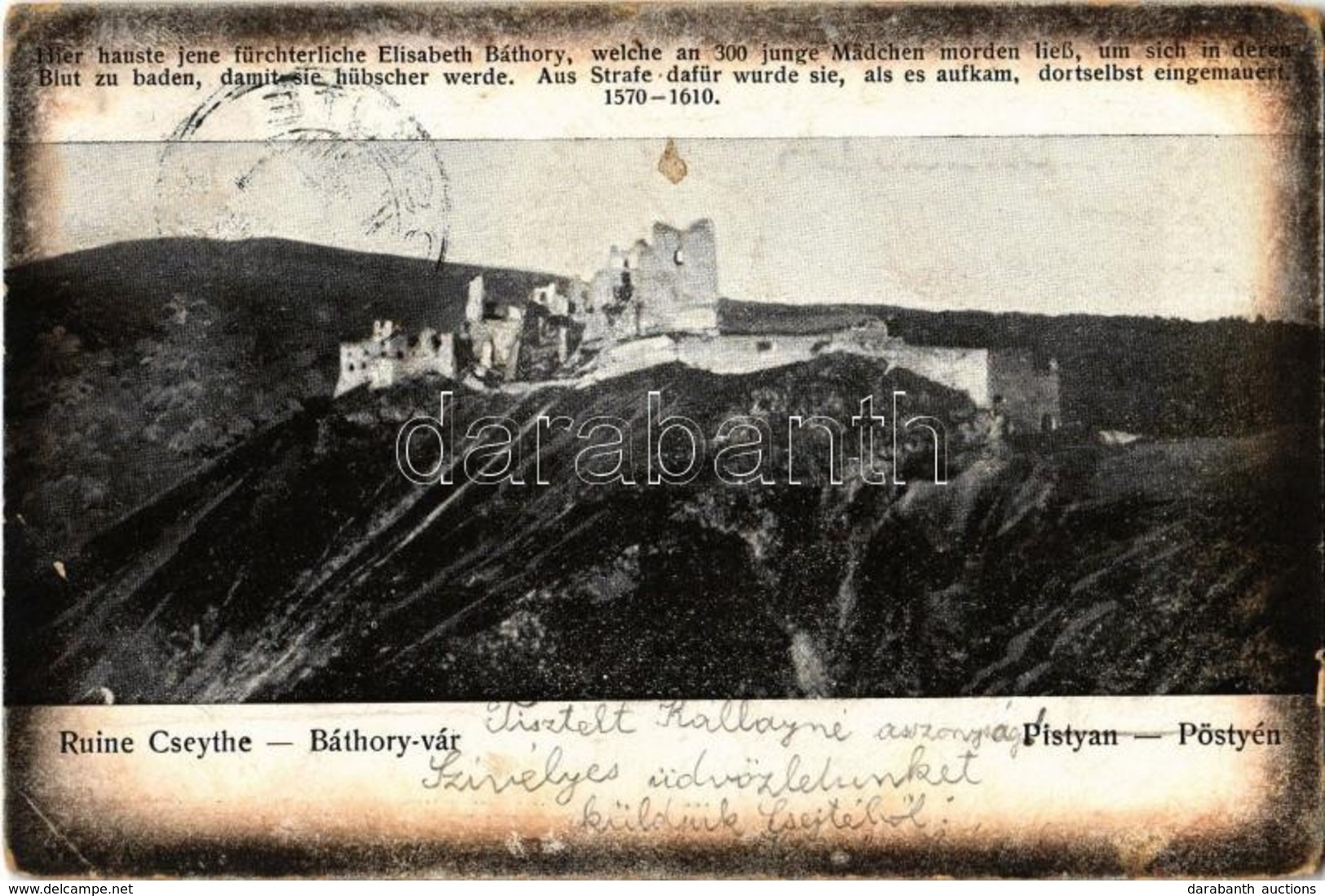 * T3 1903 Csejte, Csejthe, Cachtice; Báthory Vár / Hrad Báthorovcov / Castle (kopott Sarkak / Worn Corners) - Non Classés