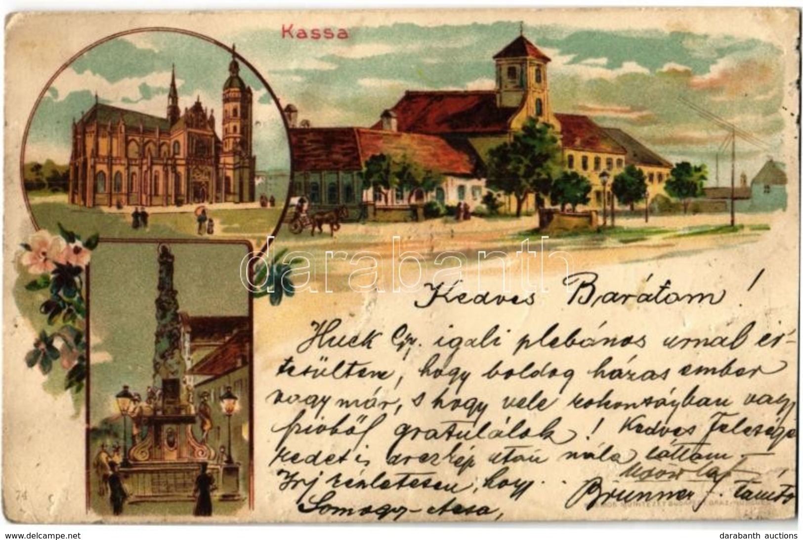 T3/T4 1901 Kassa, Kosice; Dóm, Szentháromság Szobor / Cathedral, Trinity Statue. Kosmos Art Nouveau, Litho (tűnyomok / P - Non Classés