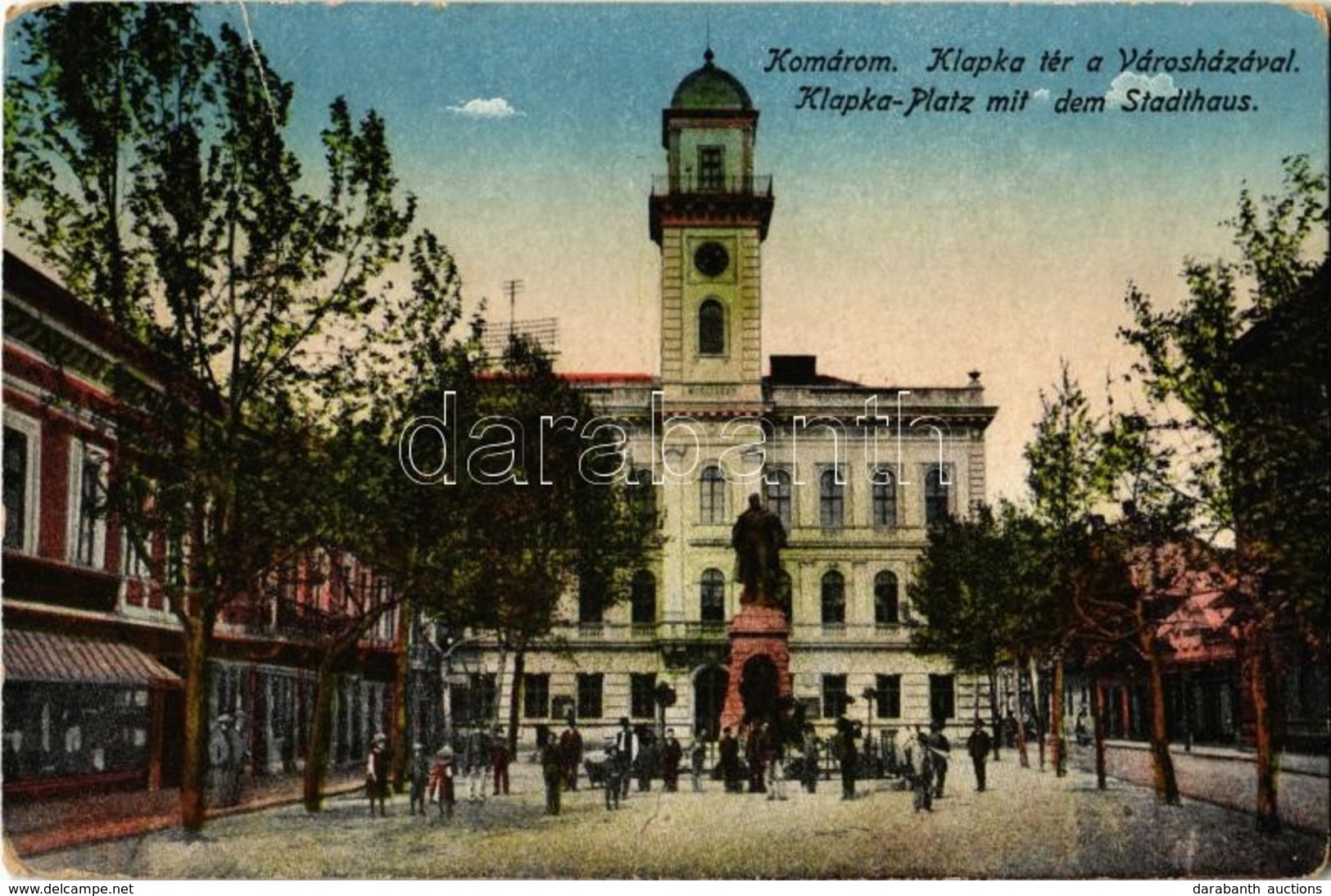 * T3/T4 1917 Komárom, Komárno; Klapka Tér A Városházával / Klapka-Platz Mit Dem Stadthaus / Square, Town Hall (Rb) - Non Classés