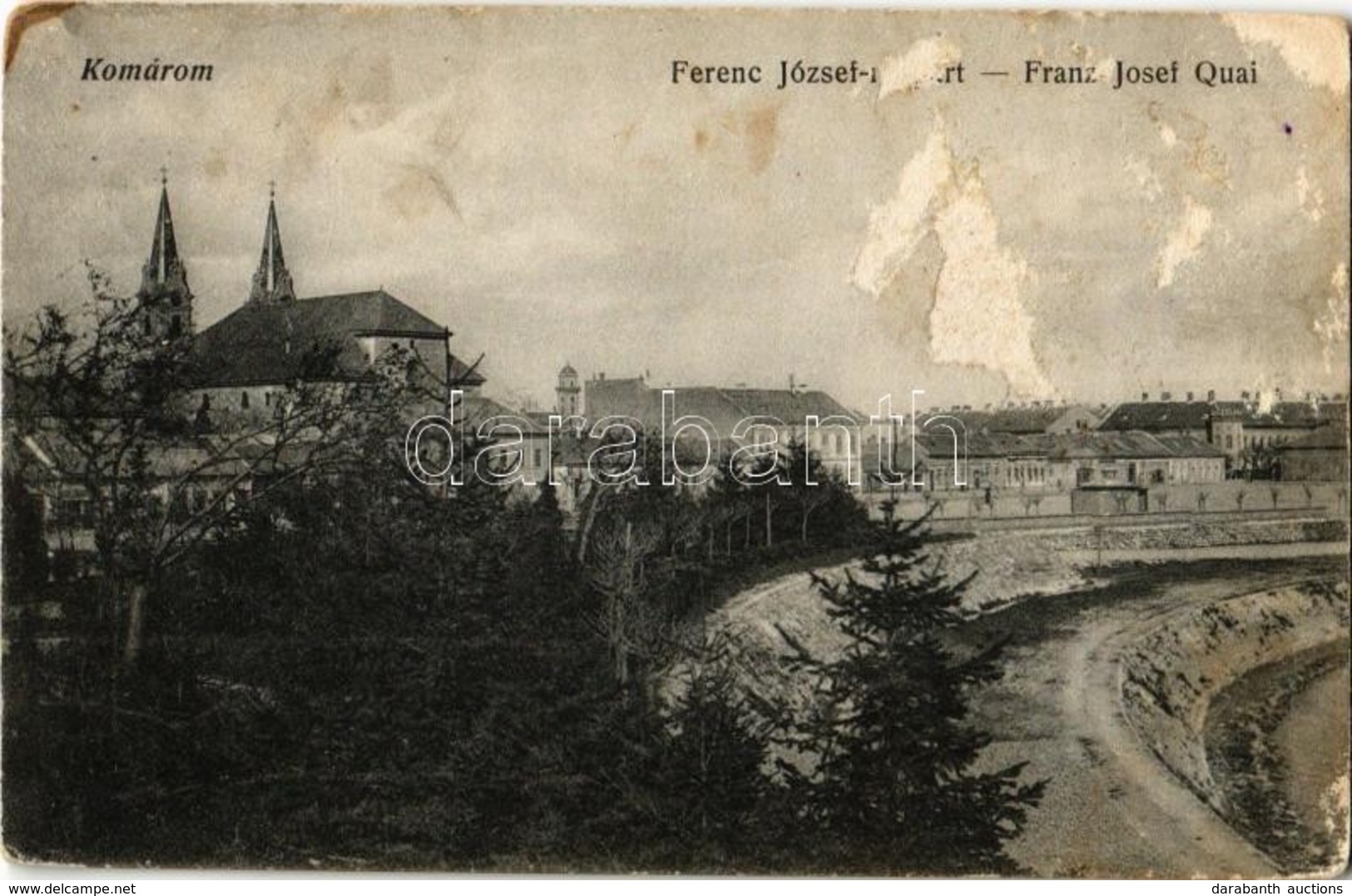 T3 1916 Komárom, Komárno; Ferenc József Rakpart. L. H. Pannonia 4760. / Franz Josef Quai / Quay (felületi Sérülés / Surf - Non Classés