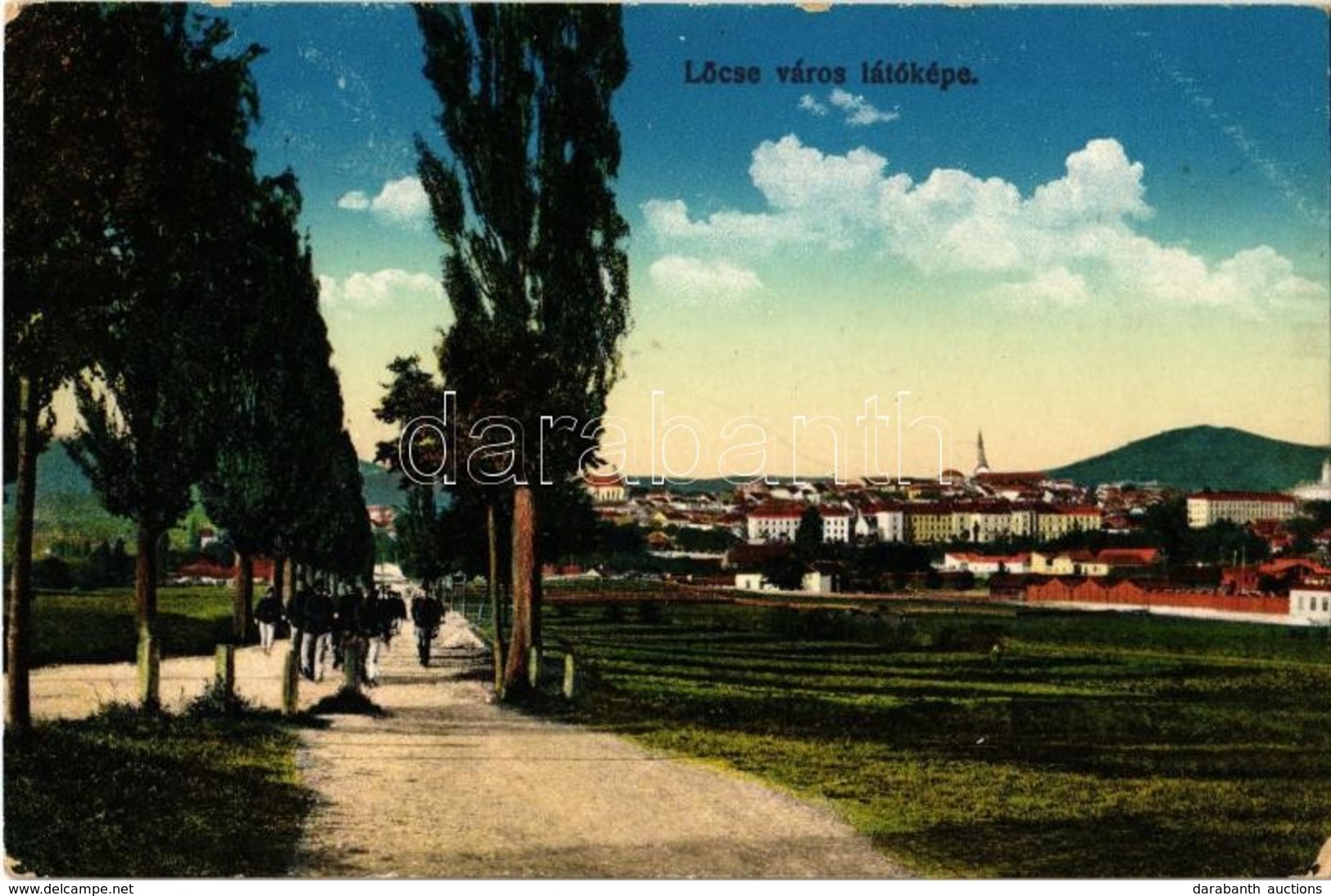 T2/T3 1914 Lőcse, Levoca; Látkép, Katonák Az úton. Braun Fülöp Kiadása / General View, K.u.K. Soldiers On The Road (EK) - Non Classés