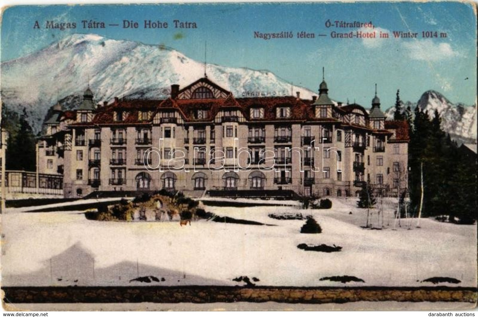 T2/T3 1918 Ótátrafüred, Stary Smokovec (Magas Tátra, Vysoké Tatry); Nagyszálló Télen / Grand Hotel In Winter (kopott Sar - Non Classés