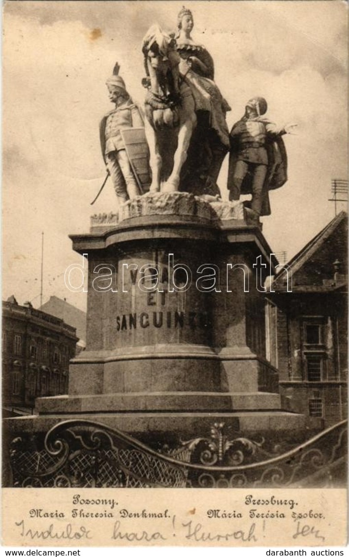 T2/T3 1902 Pozsony, Pressburg, Bratislava; Mária Terézia Szobor. "Bediene Dich Allein" / Statue Of Maria Theresa, Monume - Non Classés
