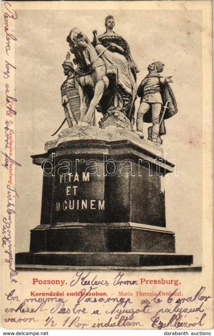 T2 1901 Pozsony, Pressburg, Bratislava; Koronázási Emlékszobor / Statue - Non Classés