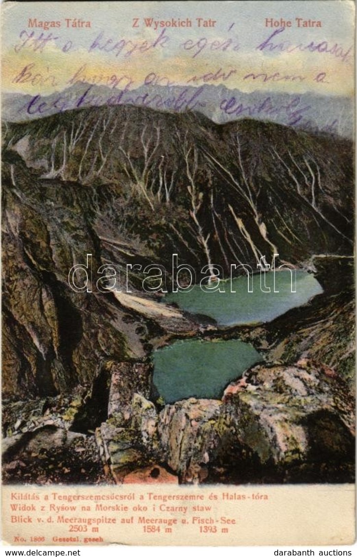 T2/T3 1907 Tátra, Vysoké Tatry; Tengerszem-csúcs, Halas-tó / Meeraug-Spitze, Fischsee / Rysy, Morskie Oko / Mountain Pea - Non Classés