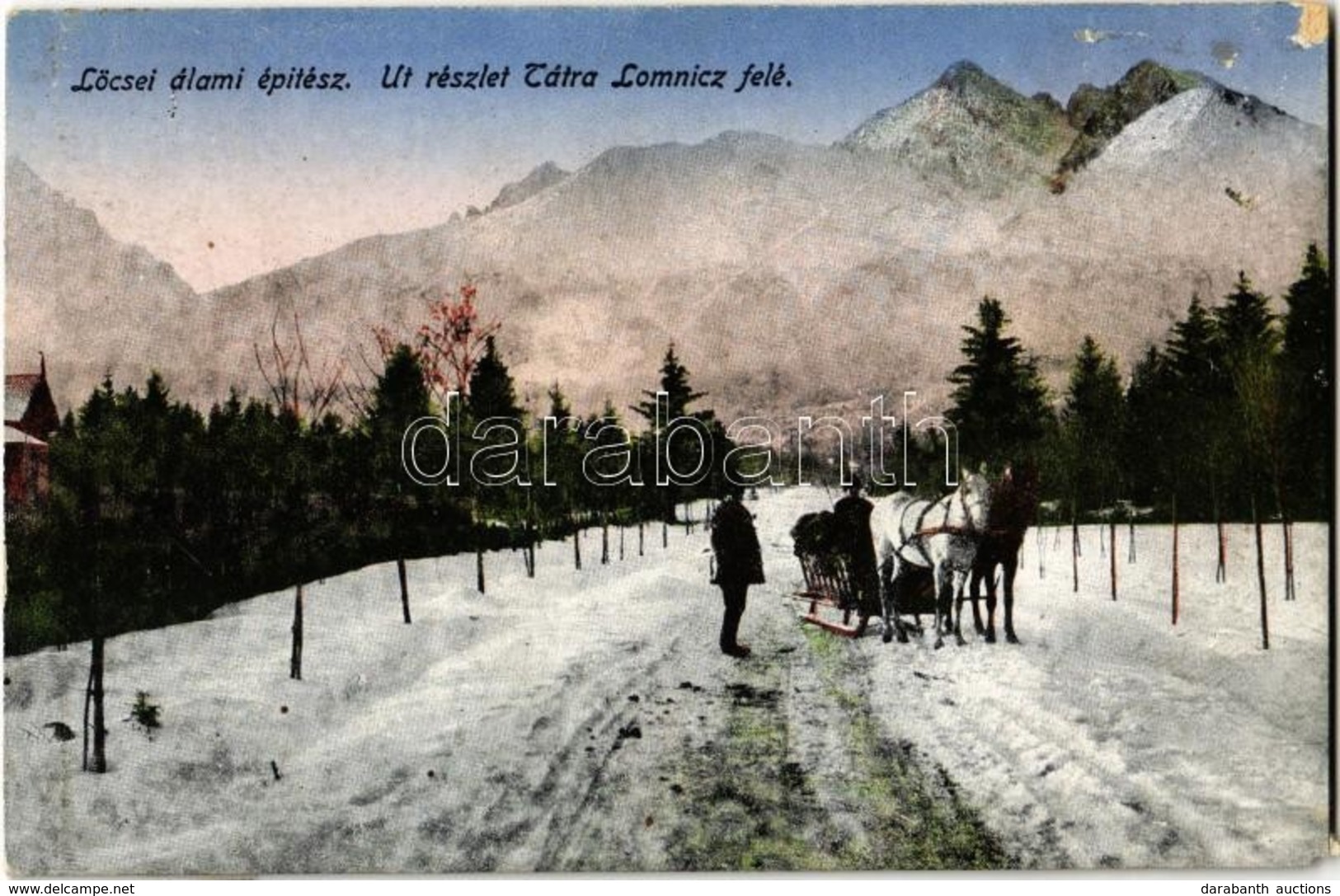 * T4 Tátralomnic, Tatranská Lomnica (Magas Tátra, Vysoké Tatry); út Részlet, Lovasszán. / Road In Winter, Horse Sleigh ( - Non Classés