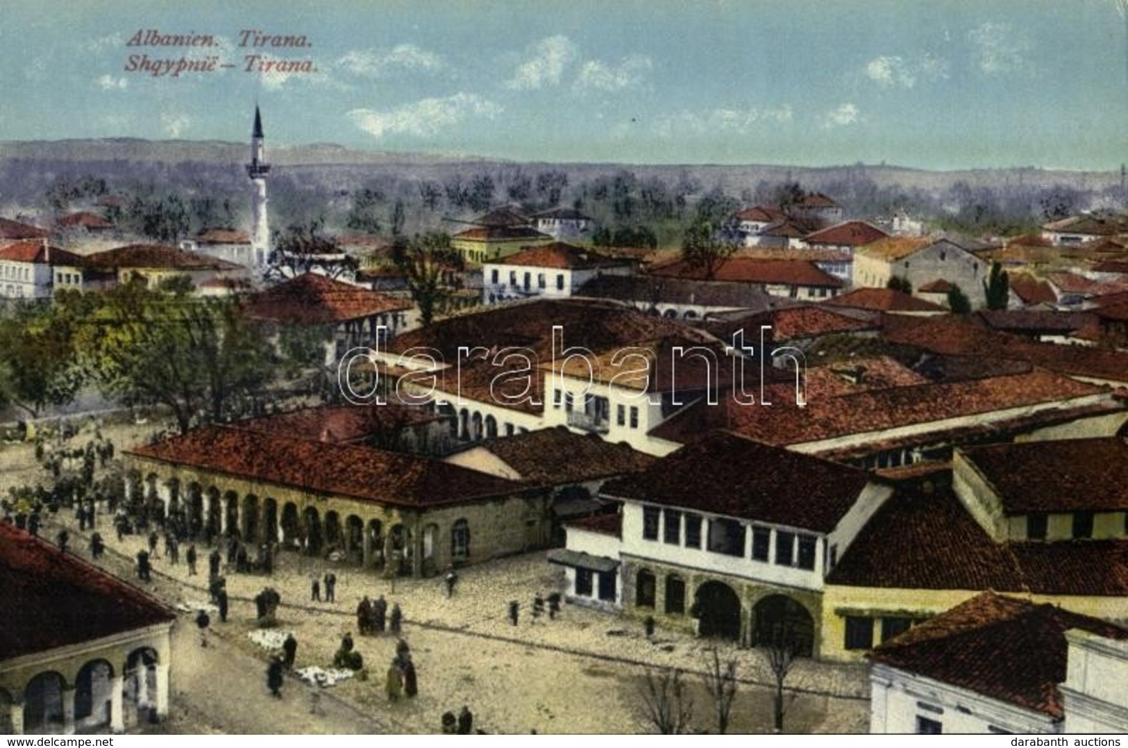 T2 Tirana, Square, Mosque + "1916 K.u.K. Krafwagenkolonne Nr. 35." "K.u.K. Etappenpostamt 349" - Unclassified