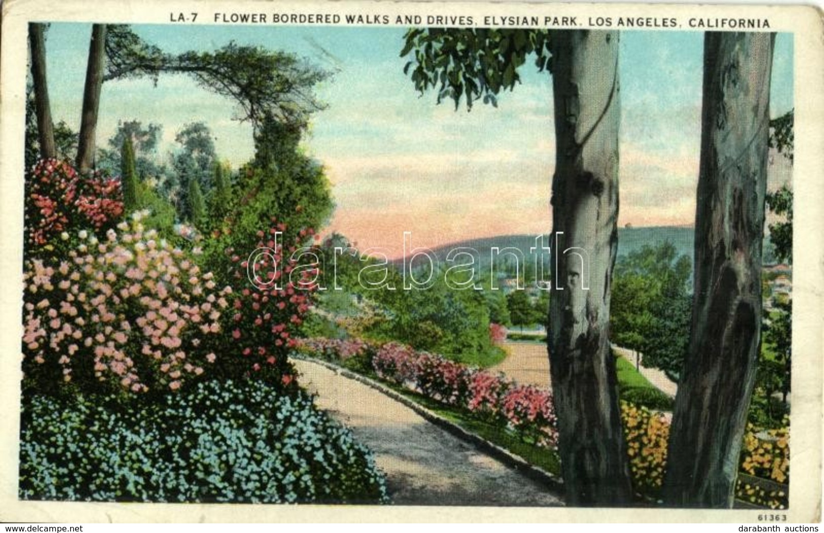 * T2/T3 1933 Los Angeles, California, Elysian Park, Flower Bordered Walks And Drives (EK) - Unclassified