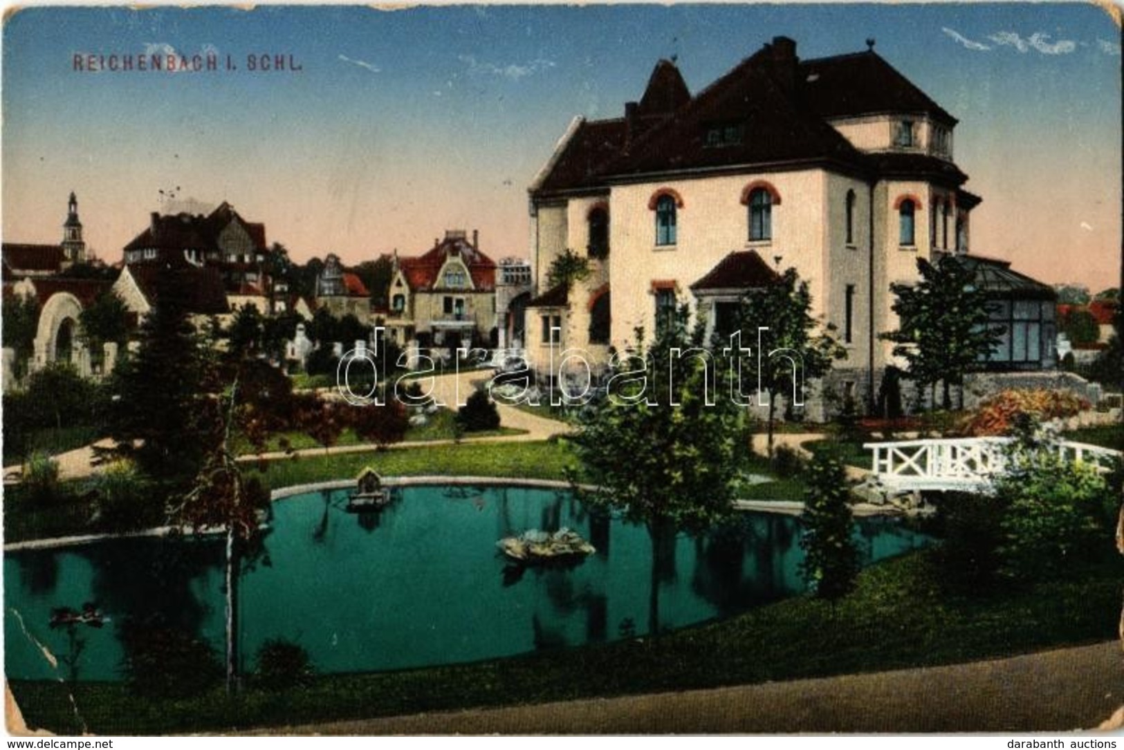 T2/T3 1915 Dzierzoniów, Reichenbach I. Schlesien; Villas, Houses, Park + "Königliches Reserve-Lazarett Reichenbach I. Sc - Non Classés