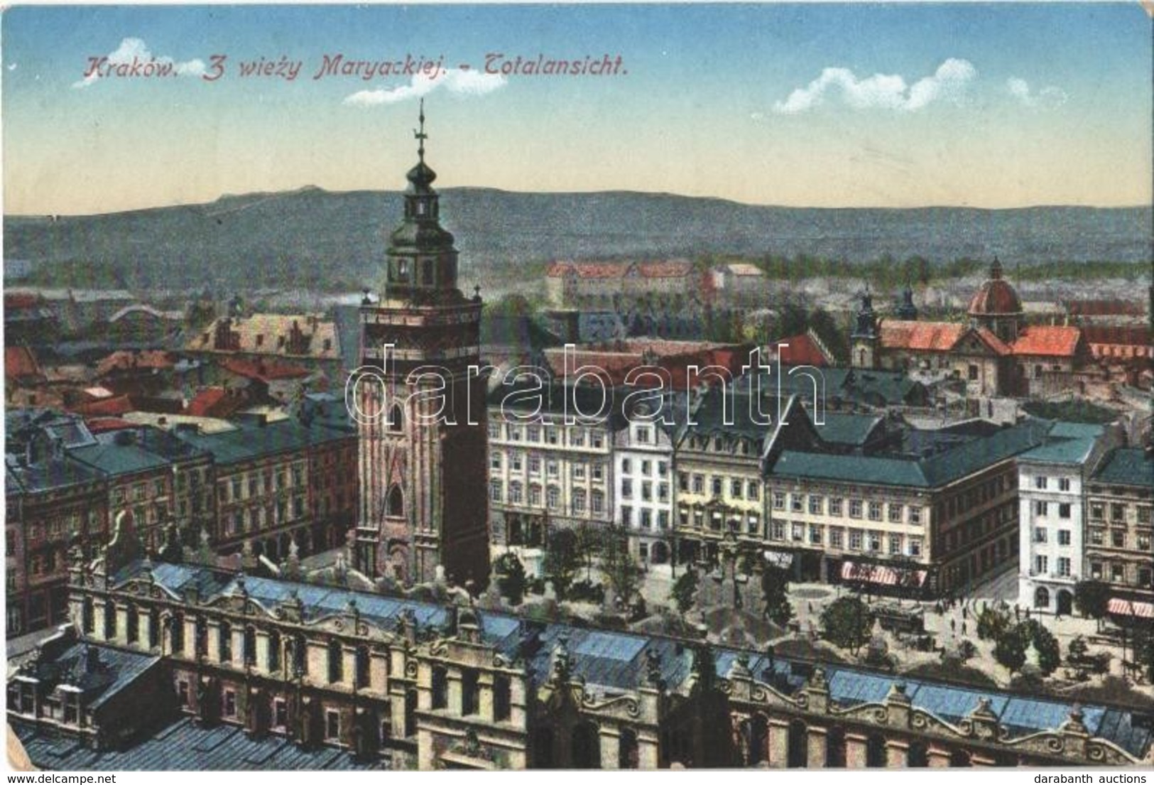 T2/T3 Kraków, Krakau, Krakkó; Z Wiezy Maryackiej / Totalansicht / General View, Tower, Tram (EK) - Non Classés