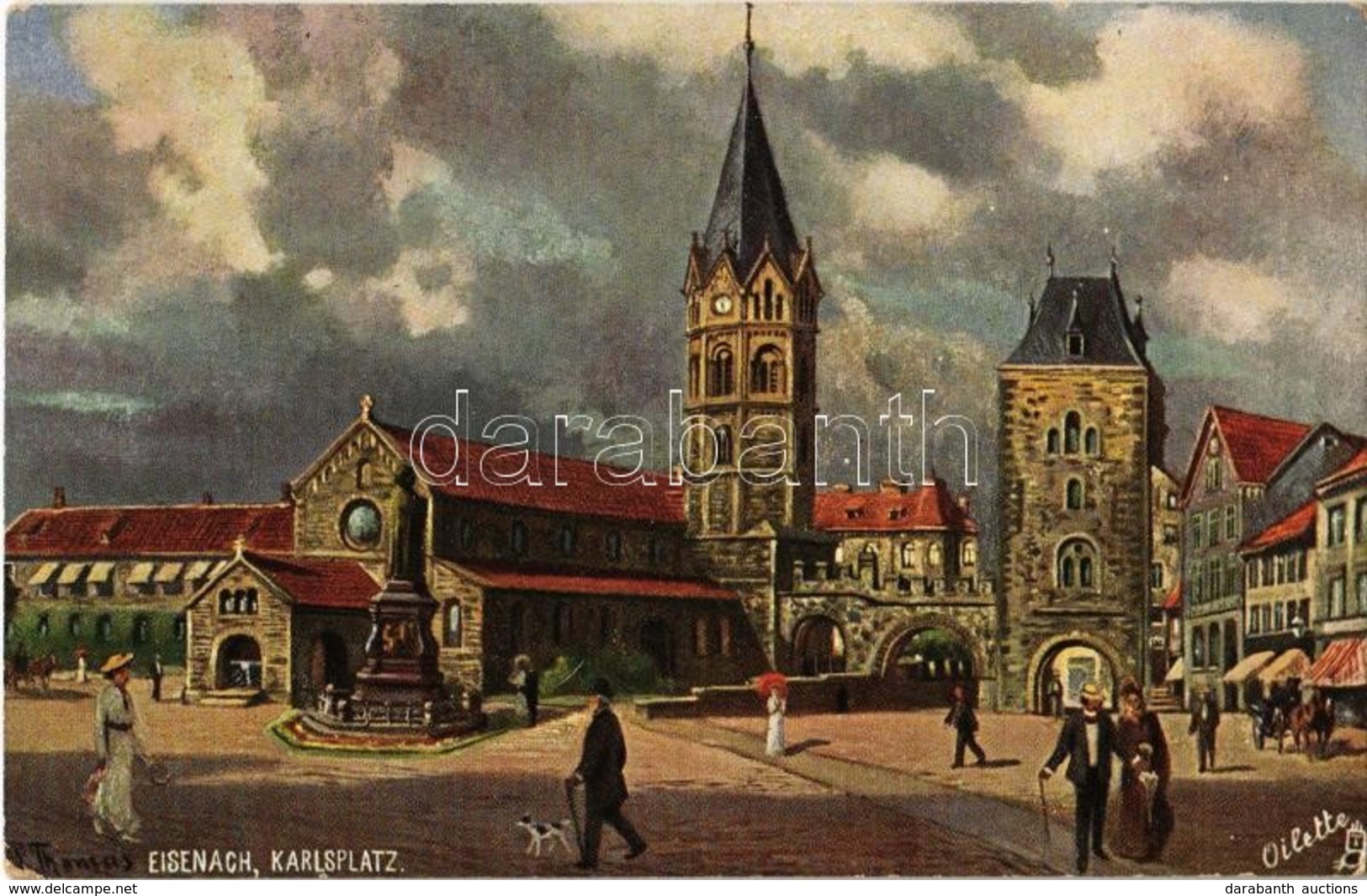 ** T2/T3 Eisenach, Karlsplatz / Square, Church, Statue, Art Postcard, Raphael Tuck & Sons 'Oilette' Serie No. 171 B., Ar - Non Classés