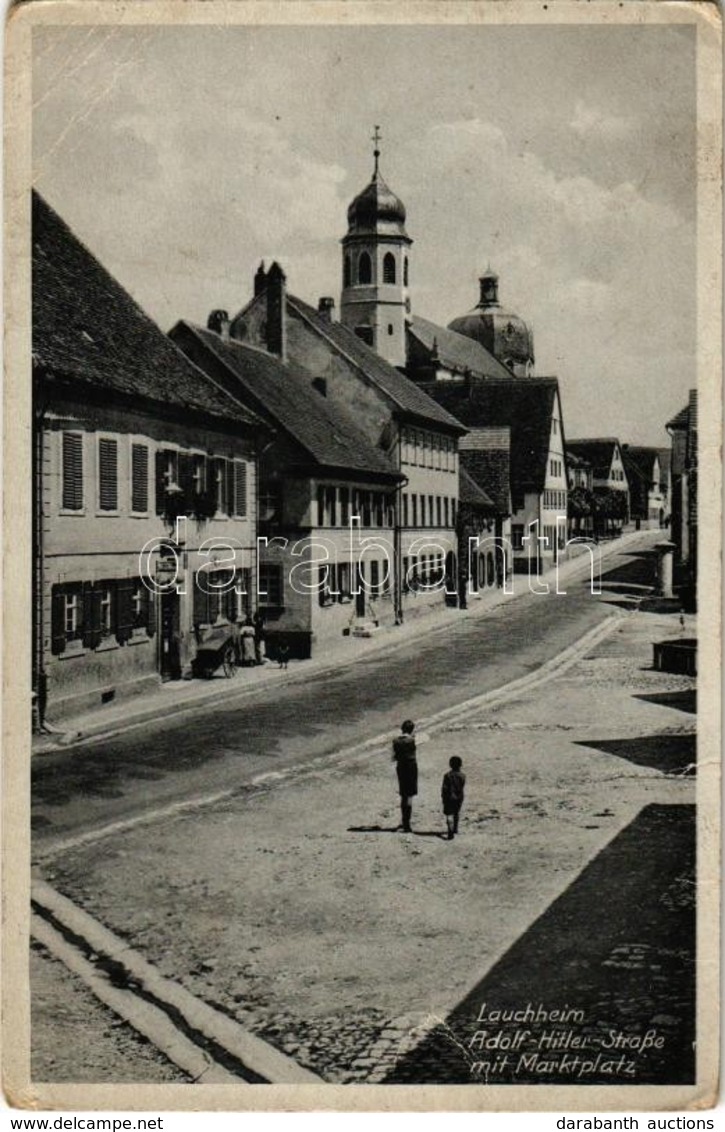 * T2/T3 1942 Lauchheim, Adolf-Hitler-Strasse Mit Marktplatz / Street, Market Square (EK) - Non Classés