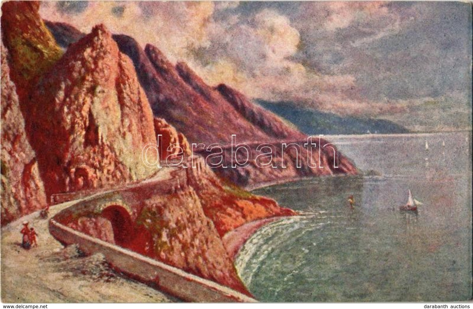 ** T2 Amalfi, Strada Da Sorrento / Coast, Mountains, Art Postcard S: Pittore G. Carelli - Non Classés