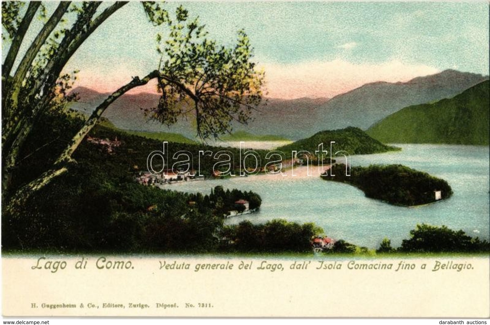 ** T1 Lago Di Como, Veduta Generale Del Lago, Dali' Isola Comacina Fino A Bellagio / General View, Lake, Island, Litho H - Non Classés