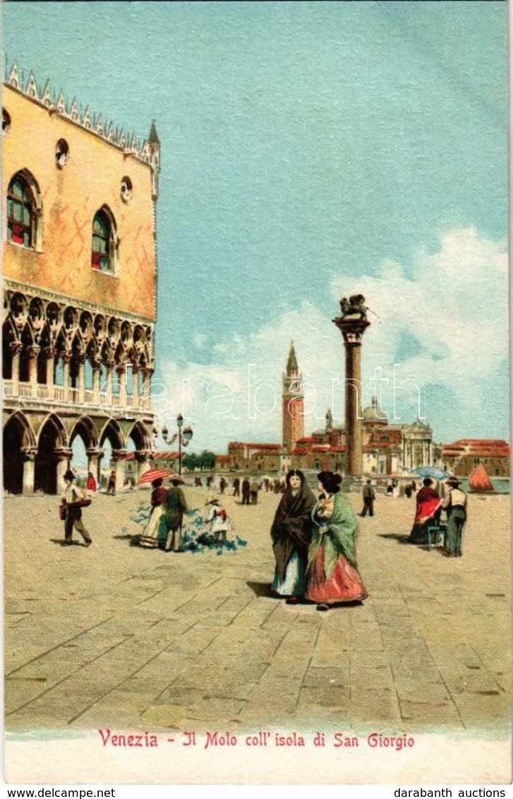 ** T1 Venezia, Venice; Il Molo Coll' Isola Di San Giorgio / Pier, Square, Statu, Litho - Non Classés