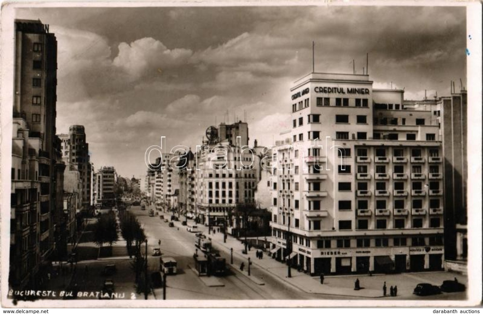 T2 1940 Bucharest, Bukarest, Bucuresti; Bul. Bratianij, Creditul Minier, Motocicle E Biciclete, Foto Bucegi, Rieber SAR, - Non Classés