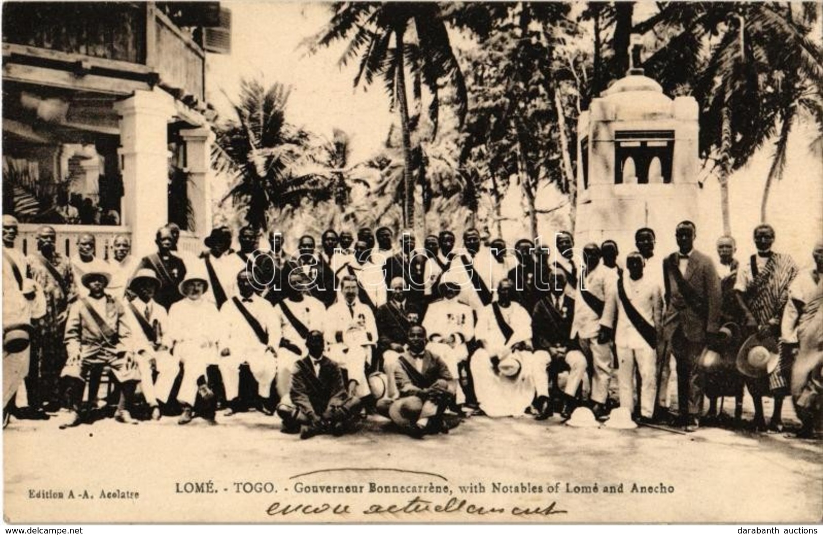 * T1/T2 Lomé, Gouverneur Bonnecarréne, With Notables Of Lomé And Anecho, Governing Council, Group Photo - Non Classés
