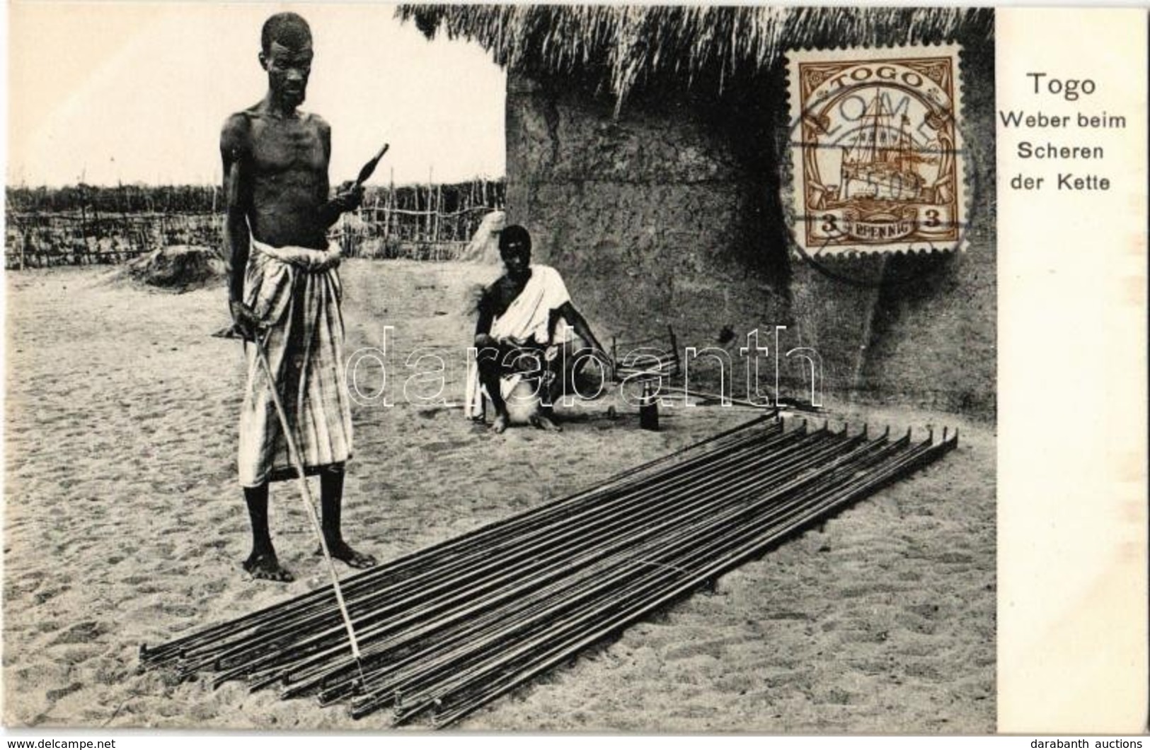 * T1/T2 Weber Beim Scheren Der Kette / Chain Cutter, Folklore From French West Africa - Non Classés