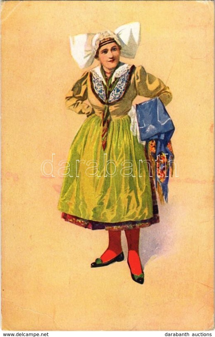 T2/T3 Devce Z Plzné / Czech Folklore Art Postcard + "Cs. Pesí Pluk Cís. 18. 2. Polní Setnina" (EK) - Non Classés