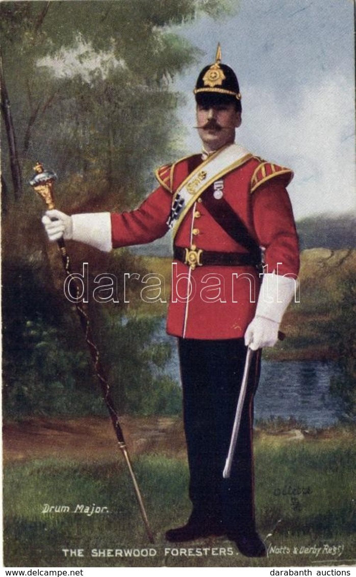 ** T3 The Sherwood Foresters, Drum Major, Raphael Tuck & Sons, Oilette Postcard 9430. (EB) - Non Classés