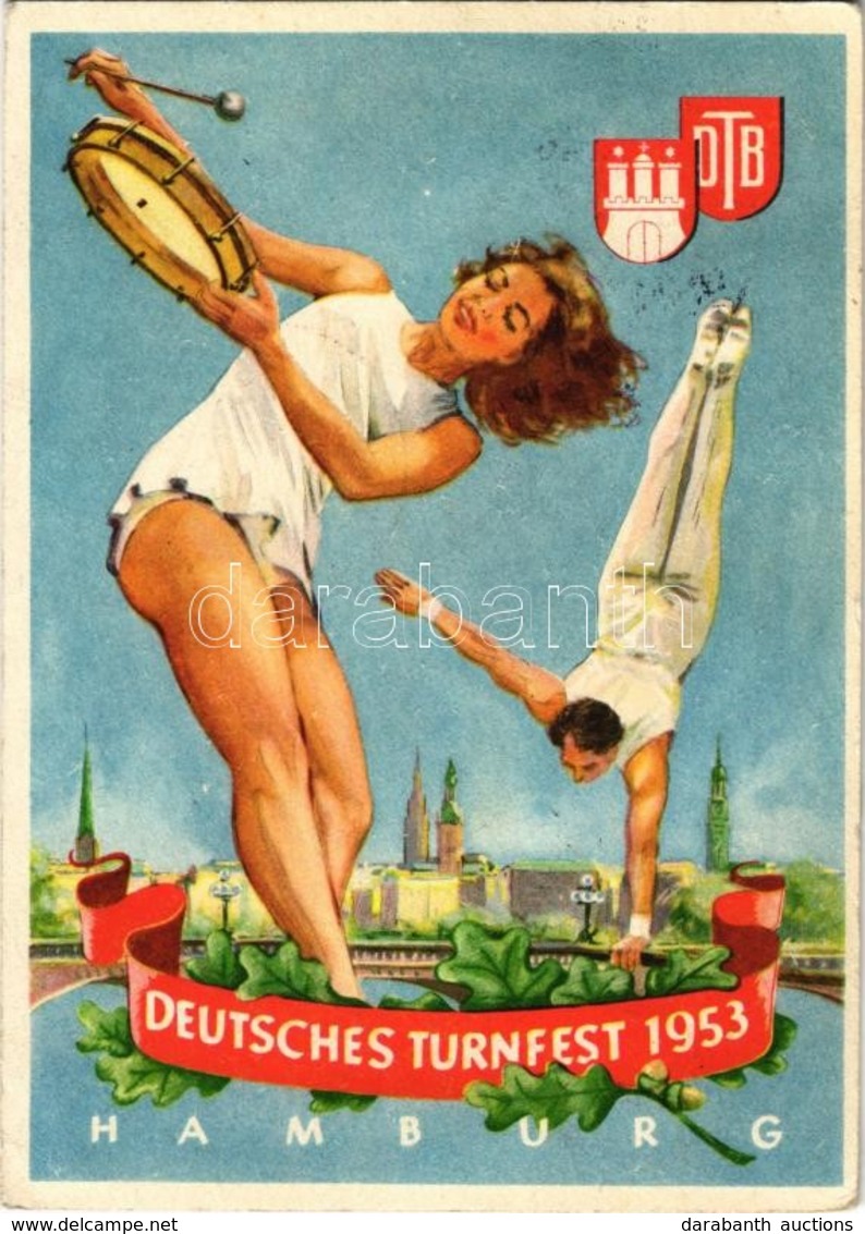 T2/T3 1953 Hamburg, Deutsches Turnfest / Gymnastics Festival, Sport Event + So. Stpl (EK) - Non Classés