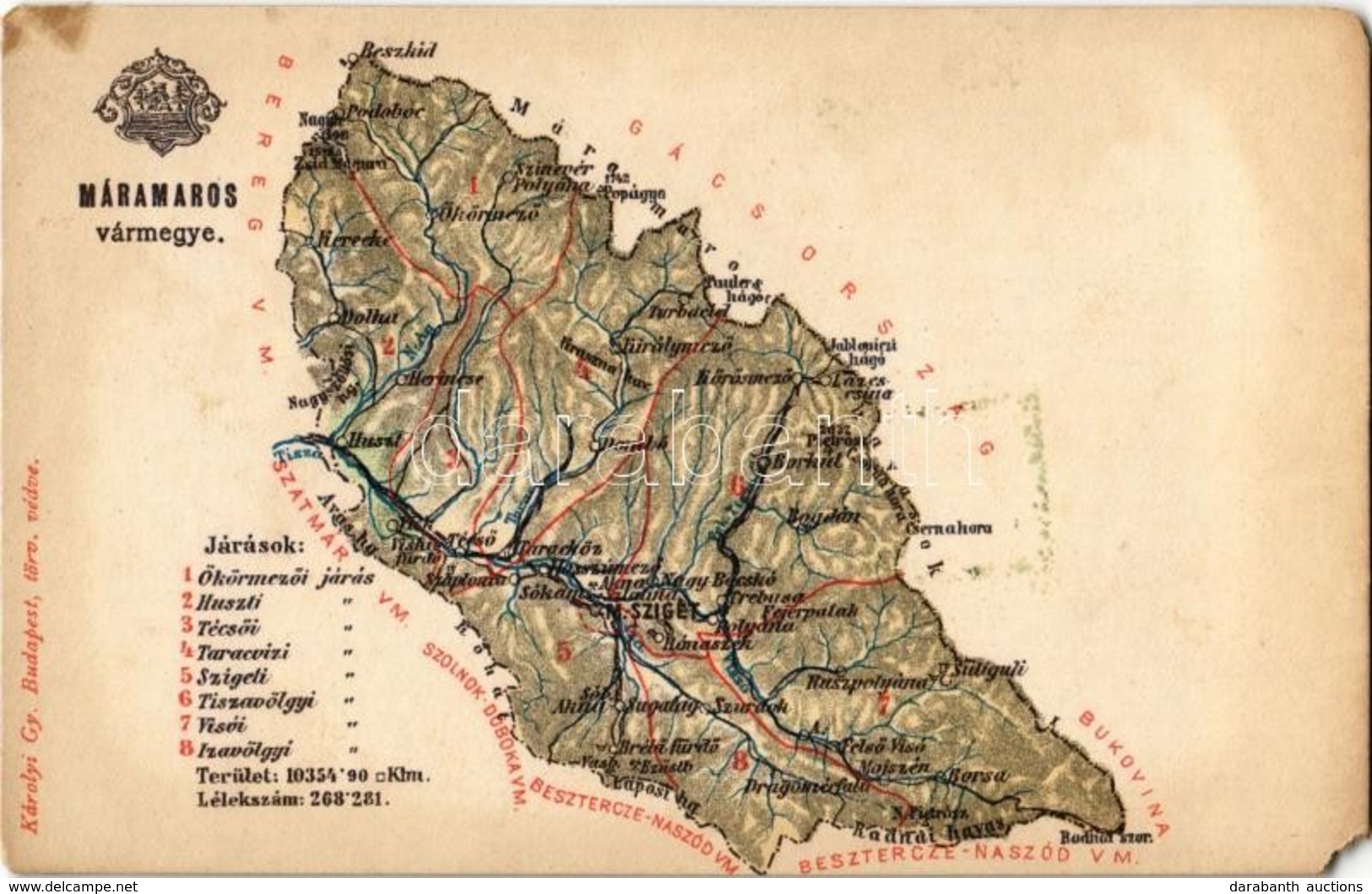 * T3 Máramaros Vármegye Térképe. Kiadja Károlyi Gy. / Map Of Maramures County (EM) - Non Classés