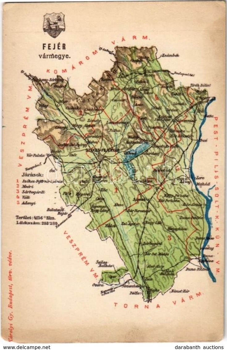 ** T3 Fejér Vármegye Térképe. Kiadja Károlyi Gy. / Map Of Fejér County (EM) - Non Classés