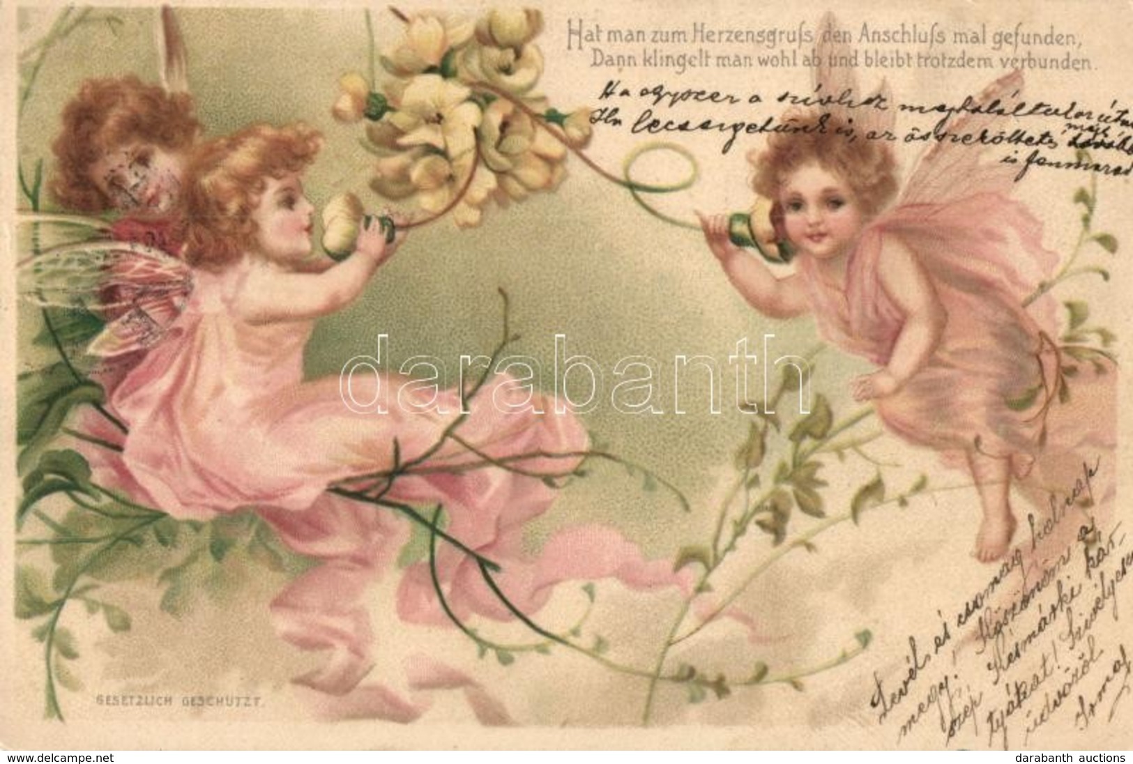 T2 1901 Angels. Art Nouveau Litho Greeting Card - Ohne Zuordnung