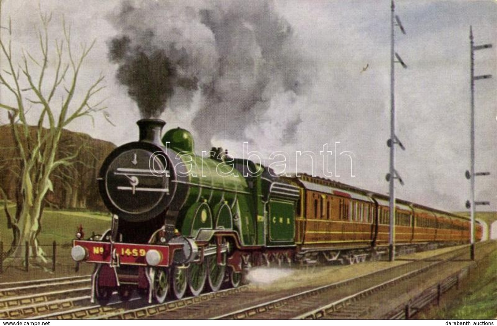 ** T2 Down Leeds Express Near Hadley Wood, Herts. 4-4-2 Locomotive No. 1459. Pre-Grouping Express Trains By Eric Oldham - Non Classés