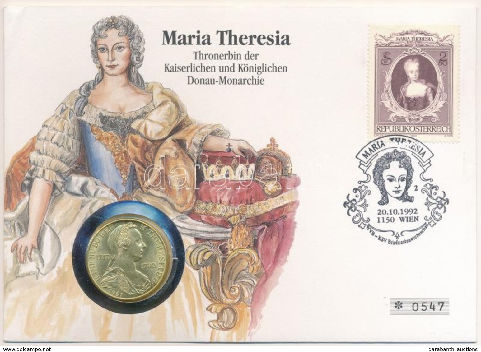 Ausztria 1967. 25Sch Ag "Mária Terézia Születésének 250. ébfordulója" Sorszámozott Borítékban, Bélyeggel és Bélyegzéssel - Non Classés