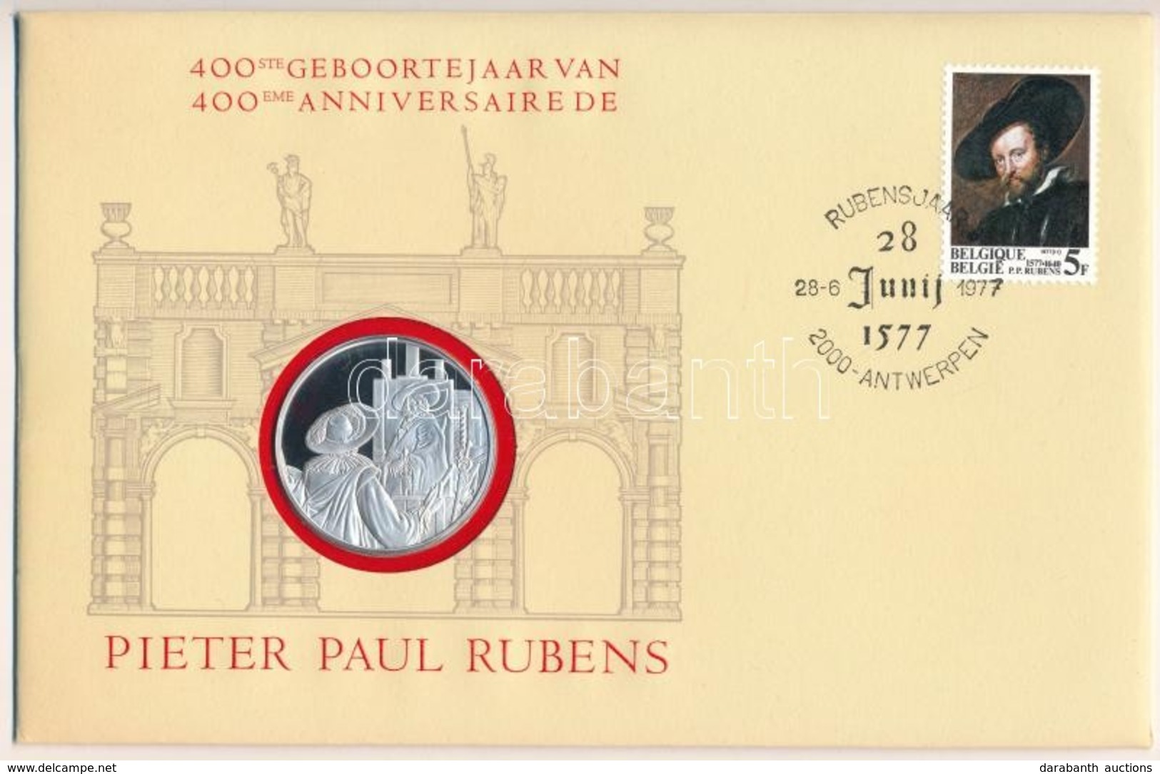 Belgium 1977. "Peter Paul Rubens" A Postamesterek Gondozásában Kiadott Ag Emlékérem (20g) érmés, Bélyeges Borítékon, Bel - Unclassified