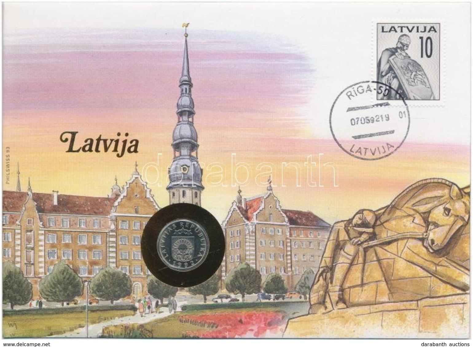 Lettország 1992. 50s Felbélyegzett Borítékban, Bélyegzéssel, Német Nyelvű Leírással T:1  Latvia 1992. 50 Santimu In Enve - Non Classés