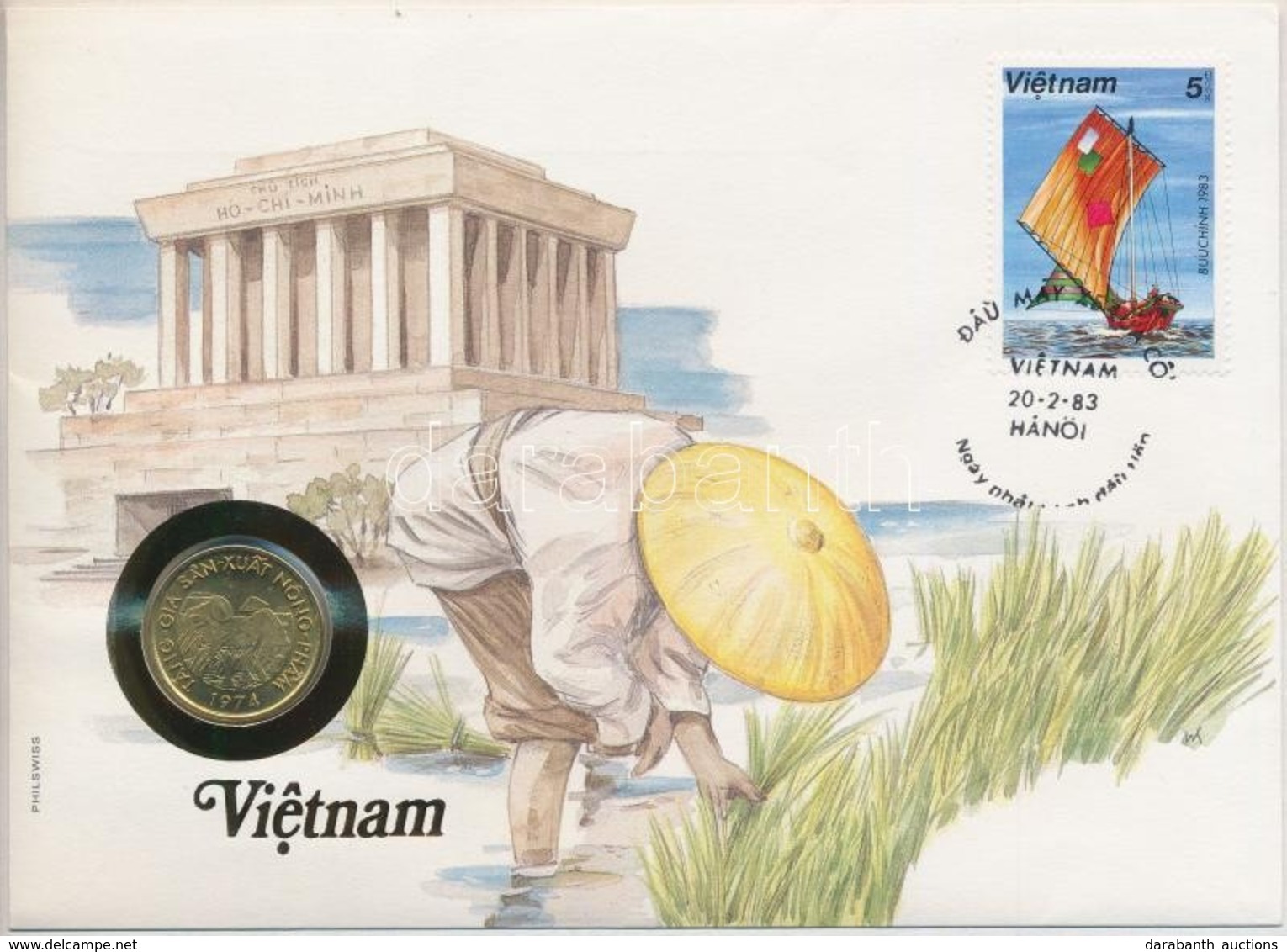 Vietnám 1974. 10D, Felbélyegzett Borítékban, Bélyegzéssel, Német Nyelvű Leírással T:1  Vietnam 1974. 10 Dong In Envelope - Non Classés