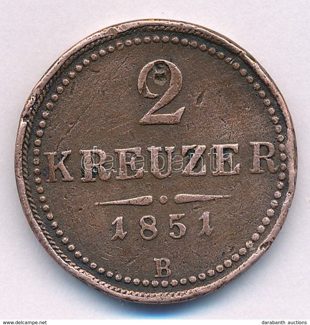 1851B 2kr Br T:2 Patina, Ph., Karcolás - Ohne Zuordnung