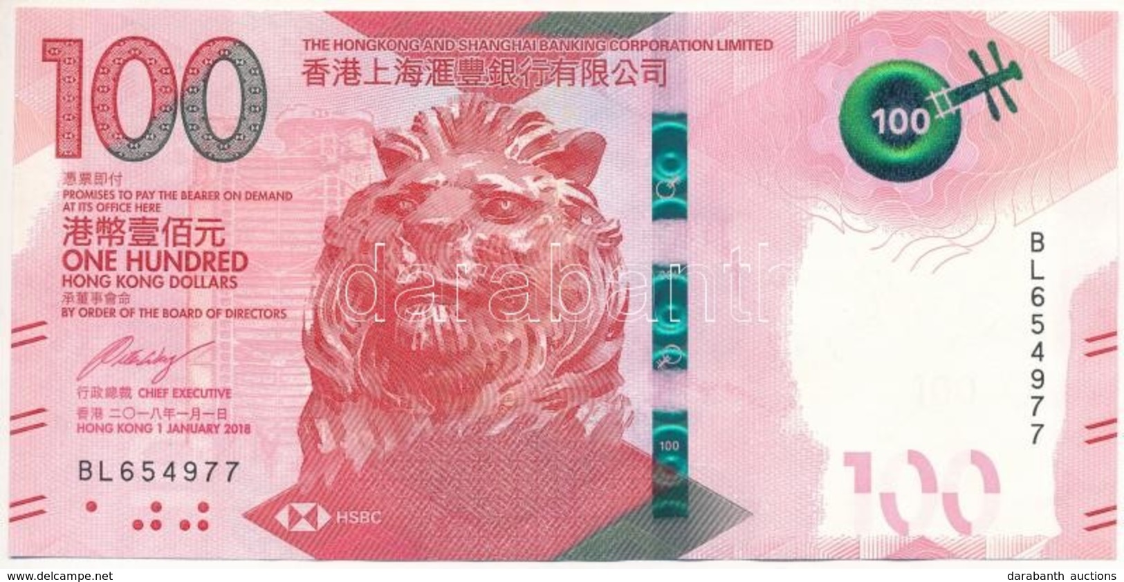 Hongkong 2018. 100$ T:I Hong Kong 2018. 100 Dollars C:UNC - Ohne Zuordnung