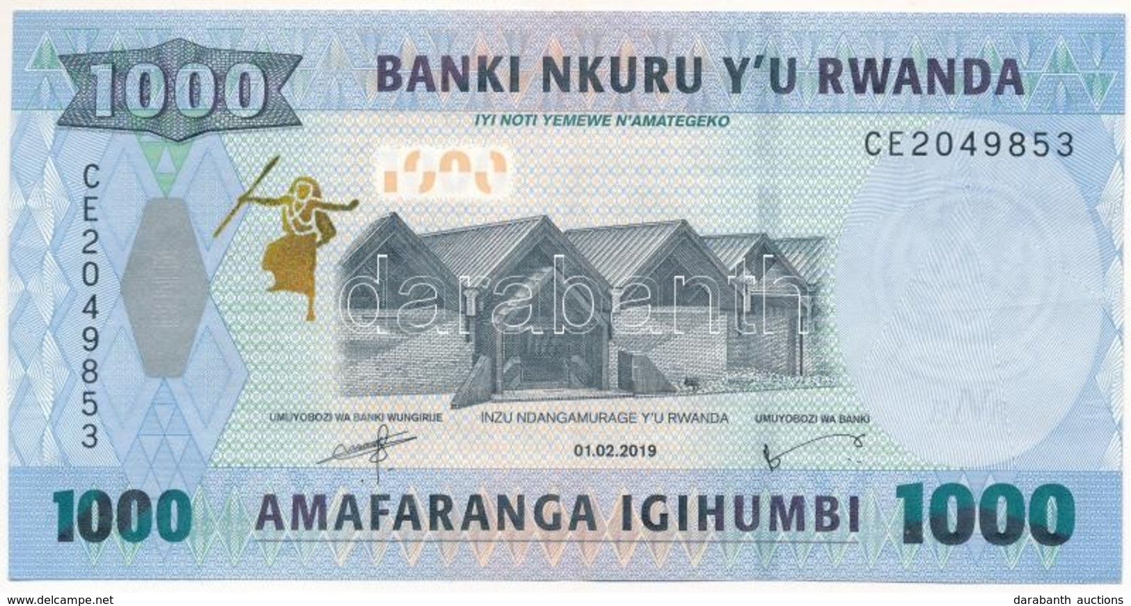 Ruanda 2019. 1000Fr T:I- Rwanda 2019. 1000 Francs C:AU - Ohne Zuordnung