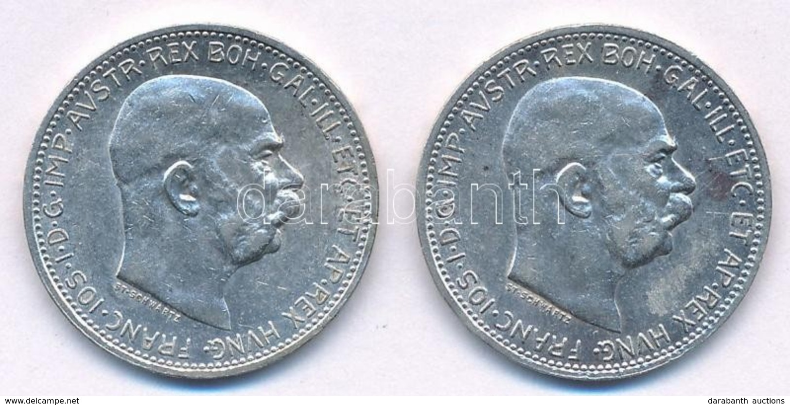 Ausztria 1914-1915. 1K Ag "Ferenc József" (2xklf) T:1- Austria 1914-1915. 1 Corona Ag "Franz Joseph" (2xdiff) C:AU  Krau - Non Classés