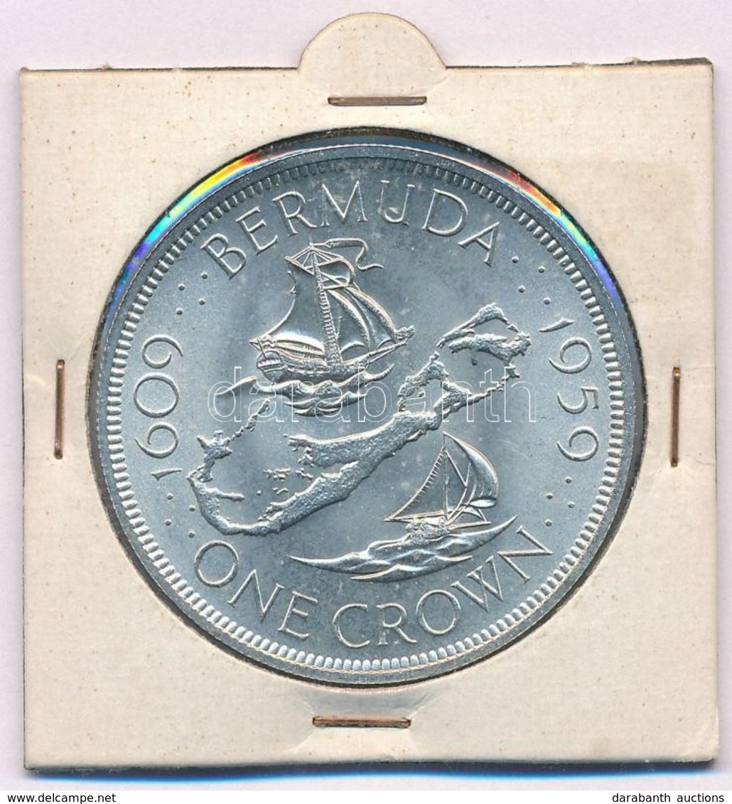 Bermuda 1959. 1C Ag "II. Erzsébet / A Gyarmatalapítás 350. évfordulója" Lezárt Tokban T:1 Bermuda 1959 1 Crown Ag "Eliza - Non Classés